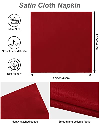 Vijiv JXJ-HG4167RJ 12 Pack Cloth Napkins And Gold Napkin Rings Set Of 6, 17X17 Square Satin Dinner Table Napkins Rings Flower Personalized Napkins Bridal Shower Napkins thumb #6
