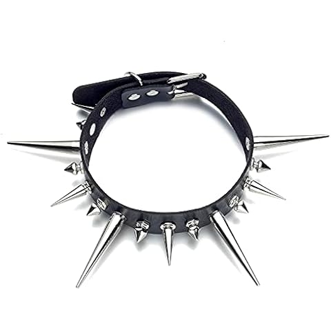 FNQUFUJ Long Spiked Choker Punk Collar Necklace Goth decor Jewelry Gothic Accessories (black) Cover