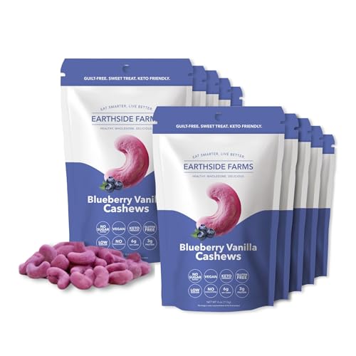 Image of Earthside Farms Blueberry Vanilla Cashews, 4oz Snack Packs, 10 Count - Keto-Friendly, Vegan, Gluten Free, No Added Sugar | Healthy Nut Snacks
