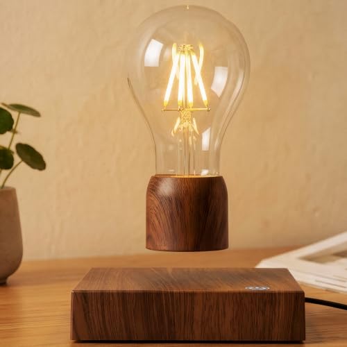 exekoml Magnetic Levitating Floating Wireless LED Light Bulb Desk Lamp for Unique Gifts Room Night Light Home Office Decor Tech Toys