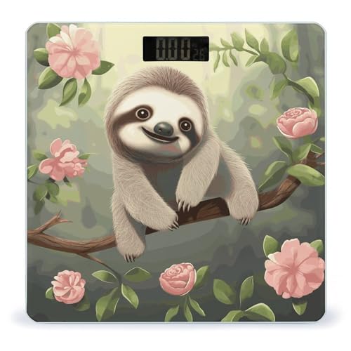 Báscula digital Cute Baby Sloth para baño, vidrio templado miniatura 1