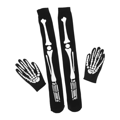 Gants squelettes et bas de crâne Halloween pour cosplay