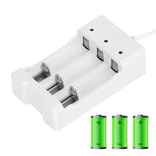USB Charger Charging for AA/AAA Battery Rechargeable Batteries, High Temperature Resistance ABS Eco-Friendly Battery Charger with 3 Slot for Any Country