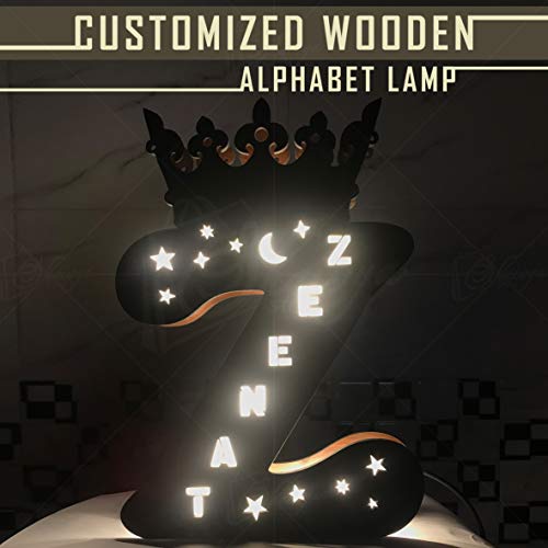 Shaivya Customised Wooden LED Fitted Name Alphabet Having Name and Date Customisation Options, 10 x 12 x 1.2 inches