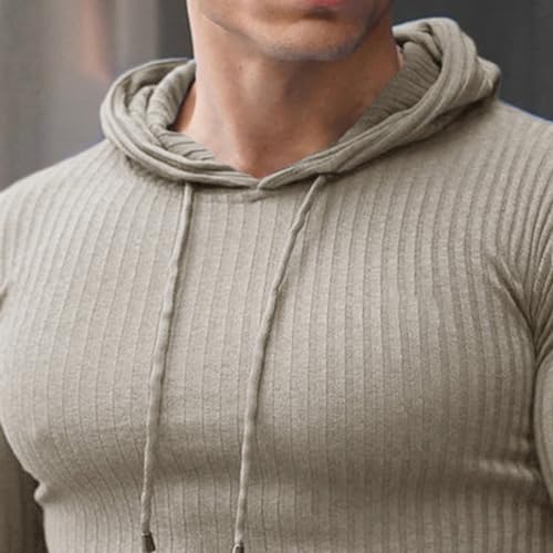 Maiyifu-GJ Men's Muscle Long Sleeve Hoodies Stretch Long Sleeve Hooded Sweatshirt Fashion Lightweight Ribbed Gym Shirt4