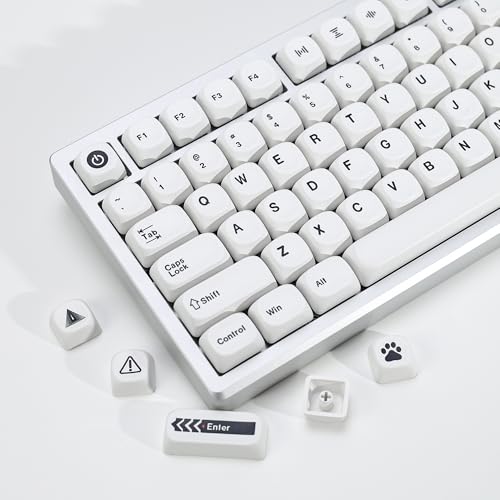 Image of KBDiy Minimal White KOA Profile Keycaps Set,135 Keys Dye-Sublimation Vintage Minimalist Art Keycaps for Cherry Gateron MX Switches Gaming Mechanical Keyboards