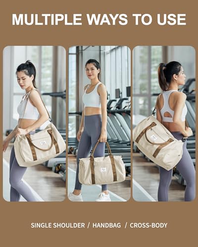 Gym Bag Womens Mens with Shoes Compartment and Wet Pocket,Travel Duffel Bag for Women for Plane,Sport Gym Tote Bags Swimming Yoga,Small Waterproof Weekend Overnight Bag Carry on Bag Hospital Holdalls - Image 4