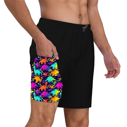 7 inch Men's Swim Trunks Waterproof Quick Dry Trunks Funny Hawaiian 80s 90s Beachwear with Pocket