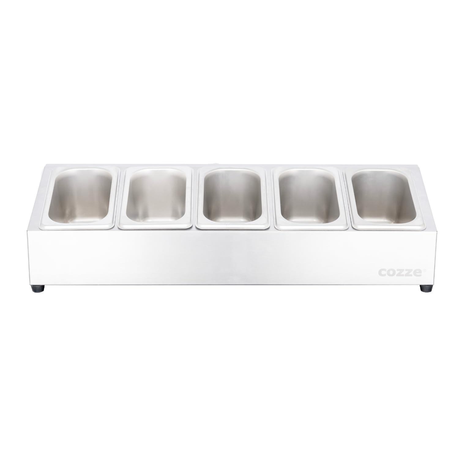 CUMELLIIR Ingrediëntenhouder, roestvrij staal, 5 bakken, pizza topping station, Gn container met deksel, pizza bezettingsstation gastro container voor keuken en horeca