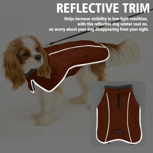 Image of Fragralley Dog Coat Small, Waterproof Dog Jacket with Warm Fleece Lining, Adjustable Reflective Dogs Winter Coat, Turtleneck Pet Coats for Cold Weather (Orange S)