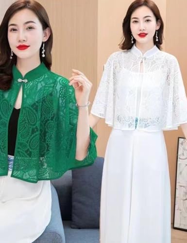 Image of Women's Floral Lace Shrug Cardigan 3 /4 Sleeve Open Front Crochet Cropt Bolero Jacket S-L