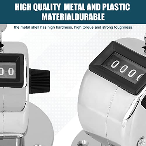 4 Stelliger Handzähler Zähler, Metall Zähler Klicker Counter, 0 an 9999 Rückstellbarer Mechanischer Manuelle Zählwerk Hubzähler Schrittzähler mit Base Reihenzähler für Personenzähler, Coaching, Golf