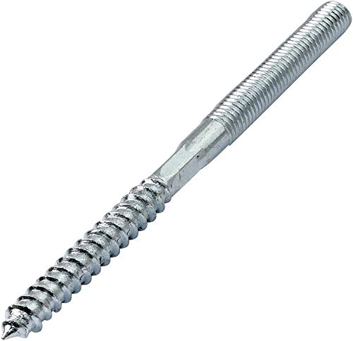 AERZETIX - C44774 - Satz von 10 Schraube mit doppelgewinde stockschrauben - stehbolzen für schraube - schraubstift - metall holz mit oder ohne dübel - Ø8x120mm - aus verzinktem stahl - farbe silber