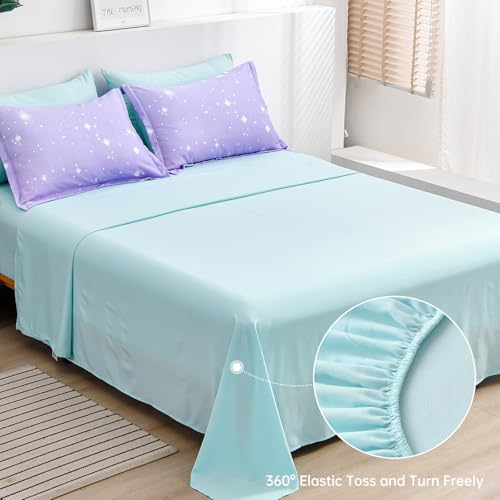Image of Dinjoy Girls Comforter Set 6 Pieces, Twin Size Colorful Ombre Rainbow Bedding Set, Bed in A Bag for Kid Teen Girls (1 Comforter, 1 Flat Sheet, 1 Fitted Sheet, 1 Pillow Shams, 2 Pillowcases)