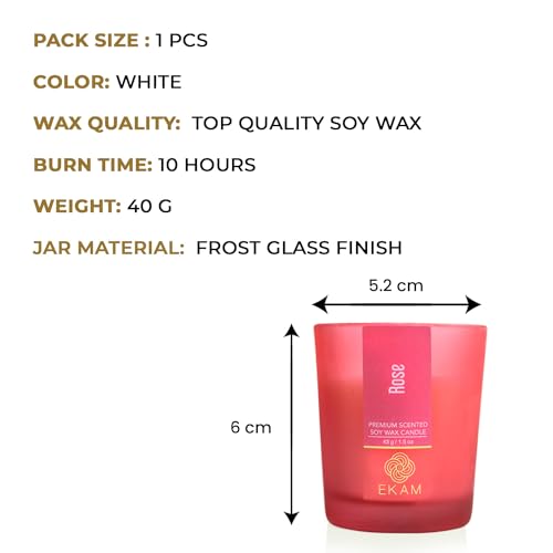 Image of EKAM Rose Votive Soy Wax Scented Candle, 40 Grams, 10 Hours Burn Time| Long Lasting Premium Candles | Ideal for Home Decor | Gifting & Aromatherapy