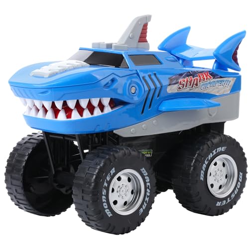BUILD ME Shark Monster Truck - Oversize Motorized Wheel - Battery Powered Toddler Shark Toy with Roaring Sound, Flashing Light - Durable ABS Plastic Shark Chomper - for Boy Toys 3 Years Old