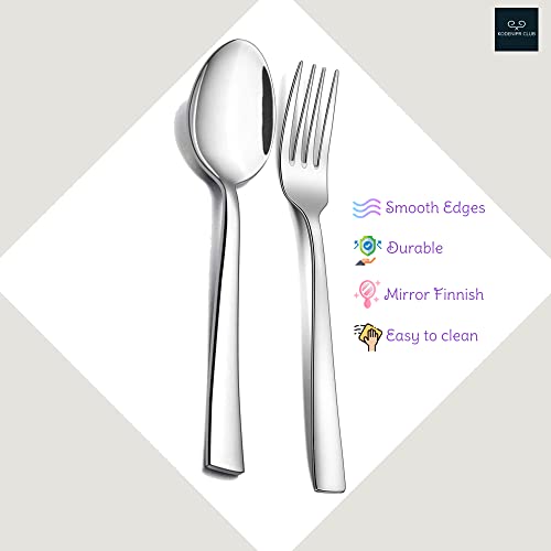 KODENIPR CLUB Stainless Steel Dinner Table Spoon 12pcs & Fork 12pcs Set (Medium, 24 Pieces), 16 cm