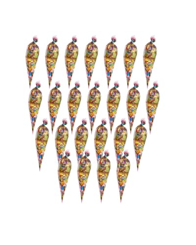 25 Conos de Chuches SIN GLUTEN para Cumpleaños - Surtido de Golosinas Coloridas - Bolsas de Dulces Infantiles Listas para Fiestas y Eventos Escolares - Cucuruchos Listos para Regalar