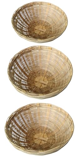 Image of Natural Hand Crafted Weaved Bamboo Fruit and Vegetable Basket Punnet Nub Pannier Mammock Tokri - 27 Cms Beige /Brown (3)