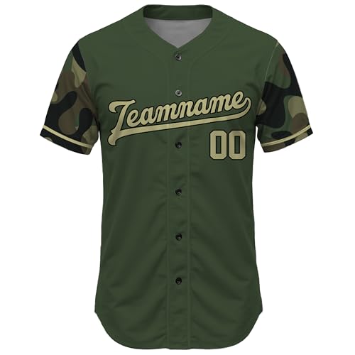 Custom Baseball Jerseys - Personalized Camo Baseball Shirts Name Number Logo - Patriotic US Flag Uniforms for Men Women Youth