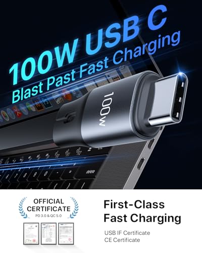 Image of CAFELE 100W Retractable USB-C to USB-C 5A Fast Charging 3-in-1 Cable, Features Magnetic Charging and Overheating Protection, 4.5-Foot USB Type-C for Phone, Notebook, Pad, Watch（Gray）