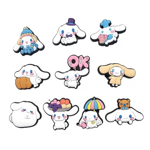 10/19/25/30 pcs Shoe Charms Kawaii Pink Cat Blue Dog Shoe Accessories Decration DIY Sandals (10pcs dog)