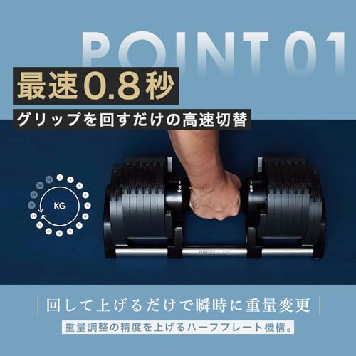 【①】ダンベル　Motions 38kg 1個 ByZoomFitness 可変式ダンベル（34kg） ブラック その1 Pure Series