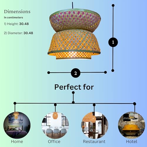 Image of Craftscape Bamboo Hanging Pendant Lamp | Boho Cane Lampshade | Bamboo Lights | Collection (3Layer)