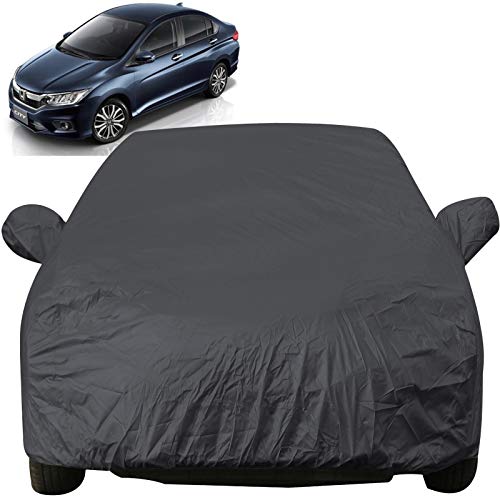 Image of Autofact Car Body Cover with Mirror Pockets Compatible for Honda City Idtech (2014 to 2018) (Triple Stitched, Bottom Fully Elastic, Checks Design)