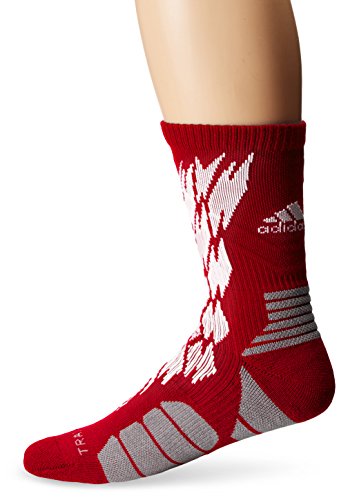 adidas Unisex Traxion impact crew sock, Shockwave Print/Power Red/White/Light Onix, Large