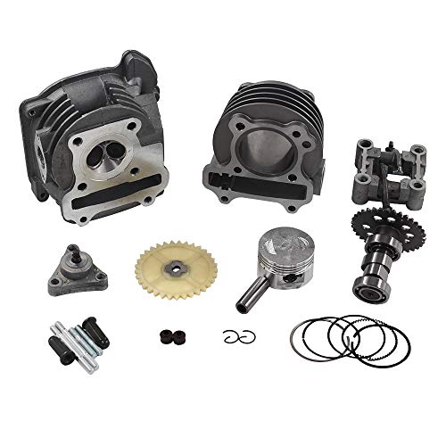 GY6 Cylinder Rebuild Kits Trkimal Upgrade 50mm Big Bore Kit Cylinder head assemble 69mm valve sets for 49CC 50CC 139QMB Moped Scooter Engine, Racing Performance CDI Ignition Coil Spark Plug Clutch etc
