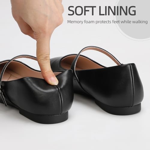 Image of Women's Mary Jane Shoes, Ballet Flats for Women, Square Toe Shoes for Women | Comfortable Dressy Adjustable Buckle Strap for Work Office business Casual, Memory Foam PU Sole Slip Resistant Wedding Party