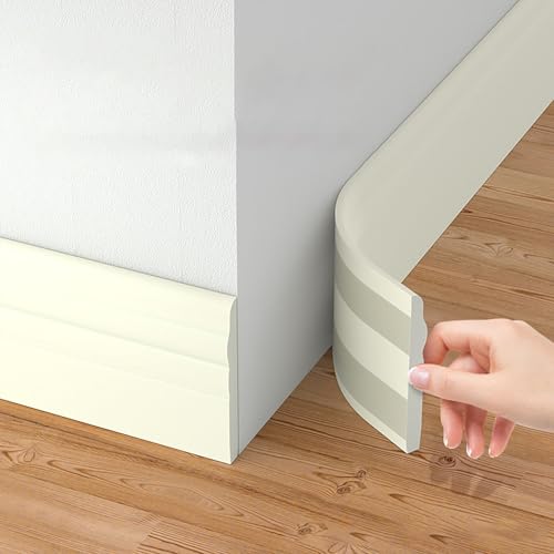 Rodapies autoadhesivo rodapié blando de NBR 12cm de ancho zócalos decorativos base de pared zócalo flexible autoadhesivo molduras decorativas,para cocina,baño,pared y suelo (5m Largo)
