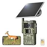 Trail Camera, 2.7K Game Cameras Cellular Trail Cameras with Night Vision Motion Activated IP66 Waterproof 4G LTE Cellular Cam 940nm No Glow Infrared LEDs Solar Powered Live Streaming Security Camera