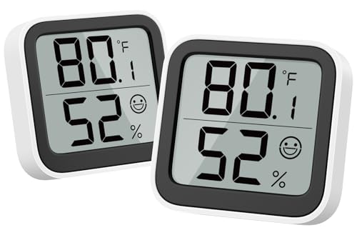 NOKLEAD Thermometer Humidity Meter Inside Mini Hygrometer Monitor Room Temperature Measuring Device with Face Icon Comfort Indicator ℃/℉ Switch for Baby Room Greenhouse Office Living Room（2）