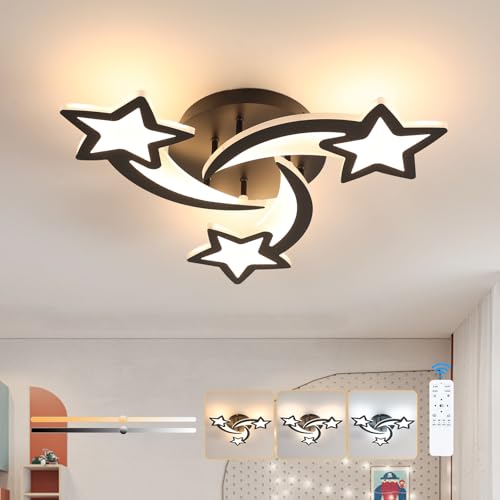 Goeco Plafonnier LED Dimmable, 30W 3375LM Luminaire Plafonnier avec Télécommande, Créatif Étoile Formes Lustre LED Pour per Chambre d'enfant et Salon,...