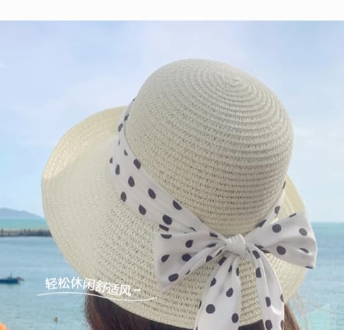 Sombrero Fedora de Paja para Mujer con Cinta y Lunares miniatura 3