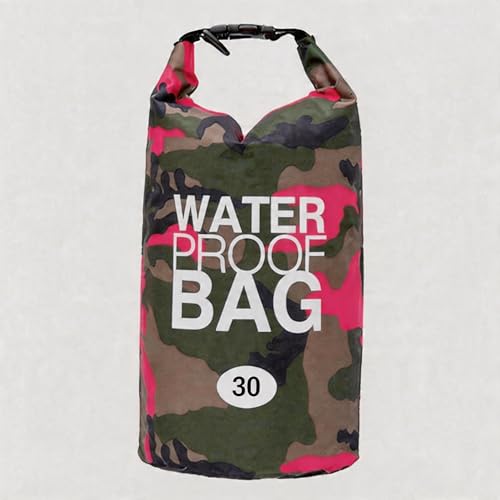 Bolsa seca camuflaje 30L, mochila con diseño Roll-Top para kayak, rafting, natación y pesca - Rosa Camuflaje miniatura 1