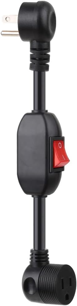 Right Angled On/Off Switch Extension Cord, Angled 3-Prong 3 Outlet Household Switchable Power Cord, Heavy Duty 20A 125V,20A 250V Double Break Switch Extension Cord