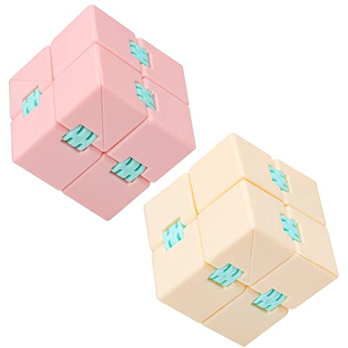 Umitive Juguetes Antiestrés para Dedos, Infinito Cubo Antiestres para Adultos y Niños , Fidget Toy para Oficina, Escuela, Hogar y Fiesta, Rosa y Amarillo