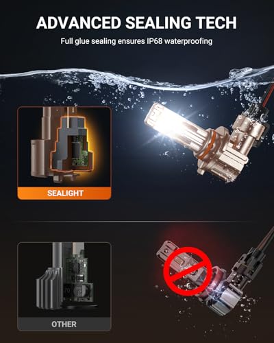 Image of SEALIGHT 9006 /HB4 LED Fog Light Bulb, 18000LM Ultra Bright 9006 LED bulb, IP68 Waterproof Injection Sealed,Long Lifespan 80000 Hours, 1:1 Fit for Cars,Trucks,and SUVs,Pack of 2