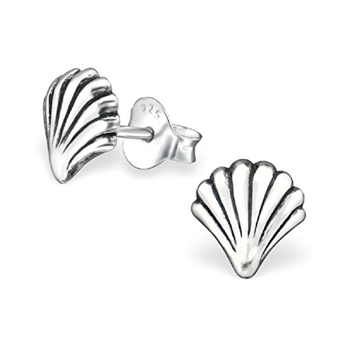 Preisvergleich Produktbild Laimons Damen-Ohrstecker Muschel glanz oxidiert aus Sterling Silber 925