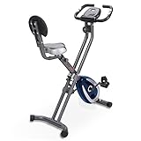 Ultrasport F-Bike 300B avec dossier ordinateur d'entraînement e application capteurs pouls manuels trainer pliable avec 8 niveaux résistance poid maximum l'utilisateur 100 kg Bleu Marine et Gris Foncé