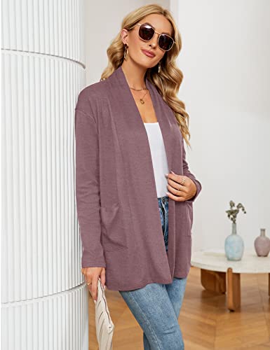 Image of Micoson Women's Long Sleeve Open Front Cardigan Casual Loose Lightweight Cardigans with Pockets