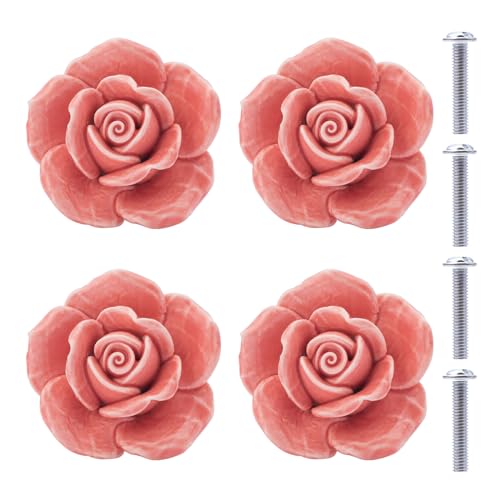 NAKUPENDA Keramikknäufe 4 Stück Keramik Rosen Blumen Knopf...