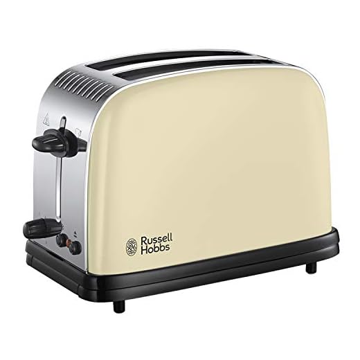 Russell Hobbs 23334 - Tostadora de 2 rebanadas de acero inoxidable, color crema