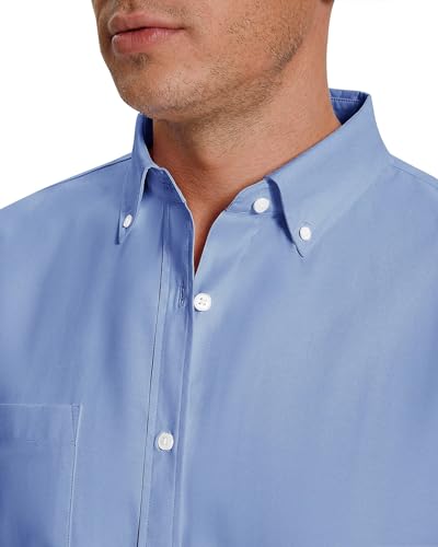 siliteelon Men's Oxford Shirt Long Sleeve Smart Casual Plain Regular Fit Button Down Shirts with Pocket - Image 4