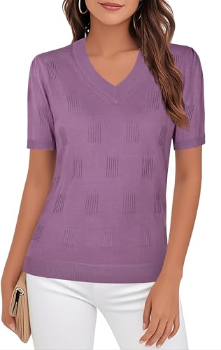 Image of Ninedaily Women's Tops Short Sleeve Sweater Knit T-Shirts Dressy Casual Blouses