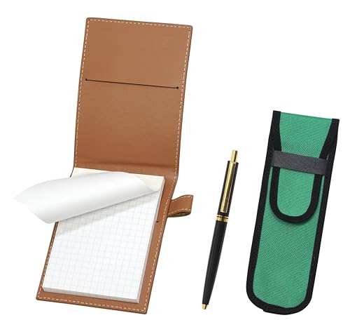 再生牛革ミニノートカバーモカ 布ペンケース緑付き AP300昭和40年代復刻ノック式金属クリップシャープペンセット 黒 LS022PM-NK02G-AP300S-B