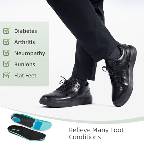 Men's Orthopedic Leather Dress Walking Shoes: Comfortable Plantar Fasciitis Oxford with Arch Support, Orthotic Casual Business Flat Feet Work Shoes for Foot and Heel Pain Relief4